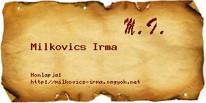 Milkovics Irma névjegykártya