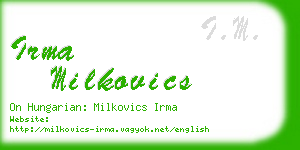 irma milkovics business card